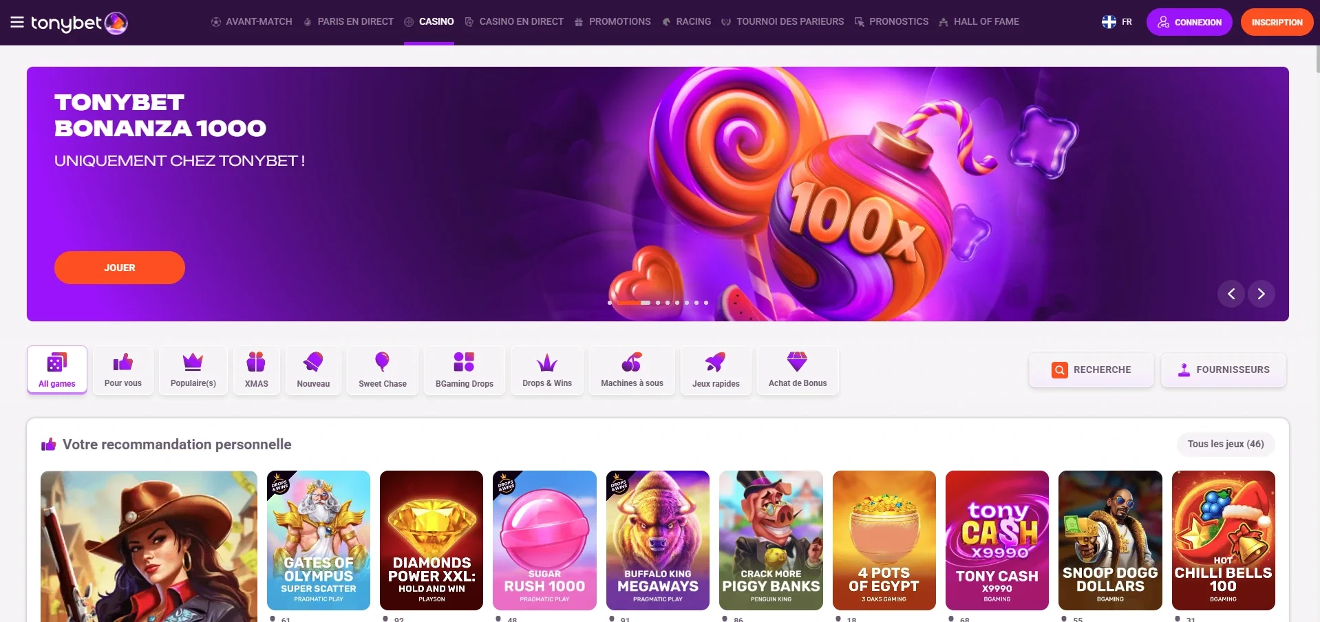 Bonus de casino tonybet