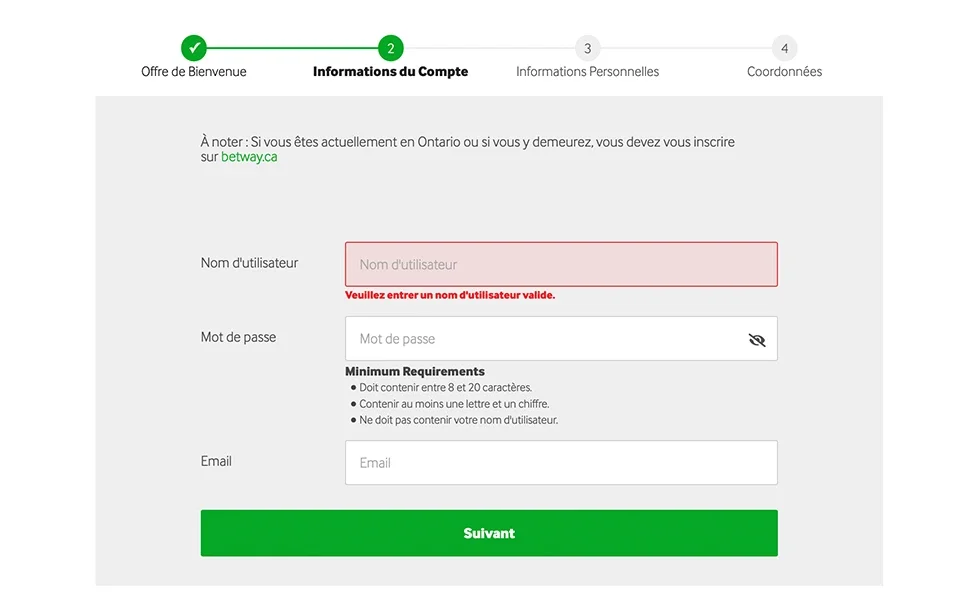 Betway Registration Step 2 Betway Registration Step 2