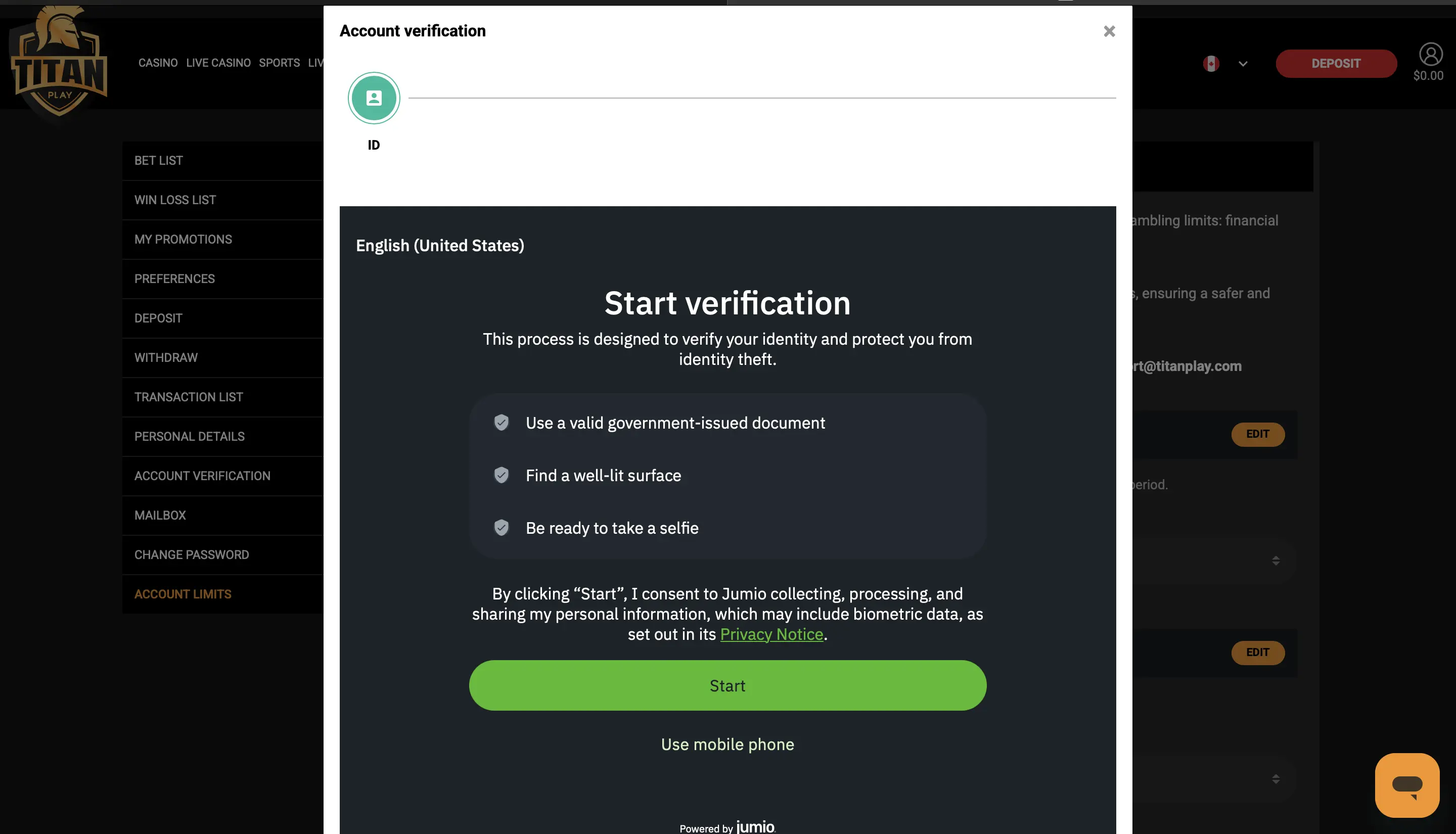 Open an Account in TitanPlay-Step 4 Open an Account in TitanPlay-Step 4