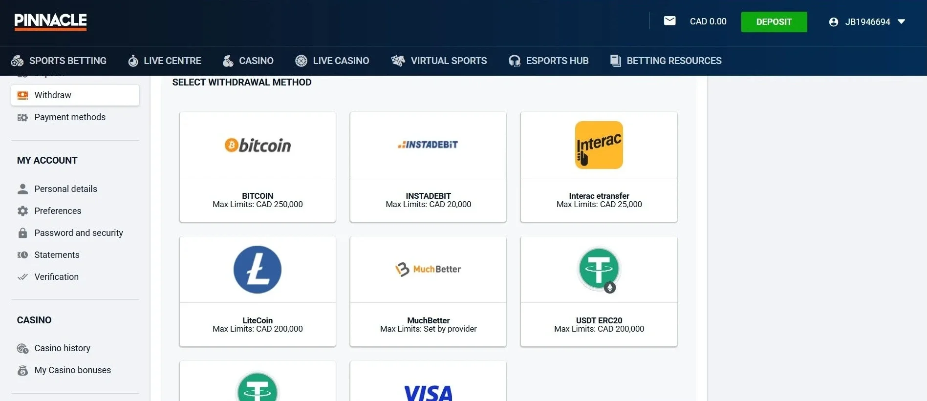 Select withdraw