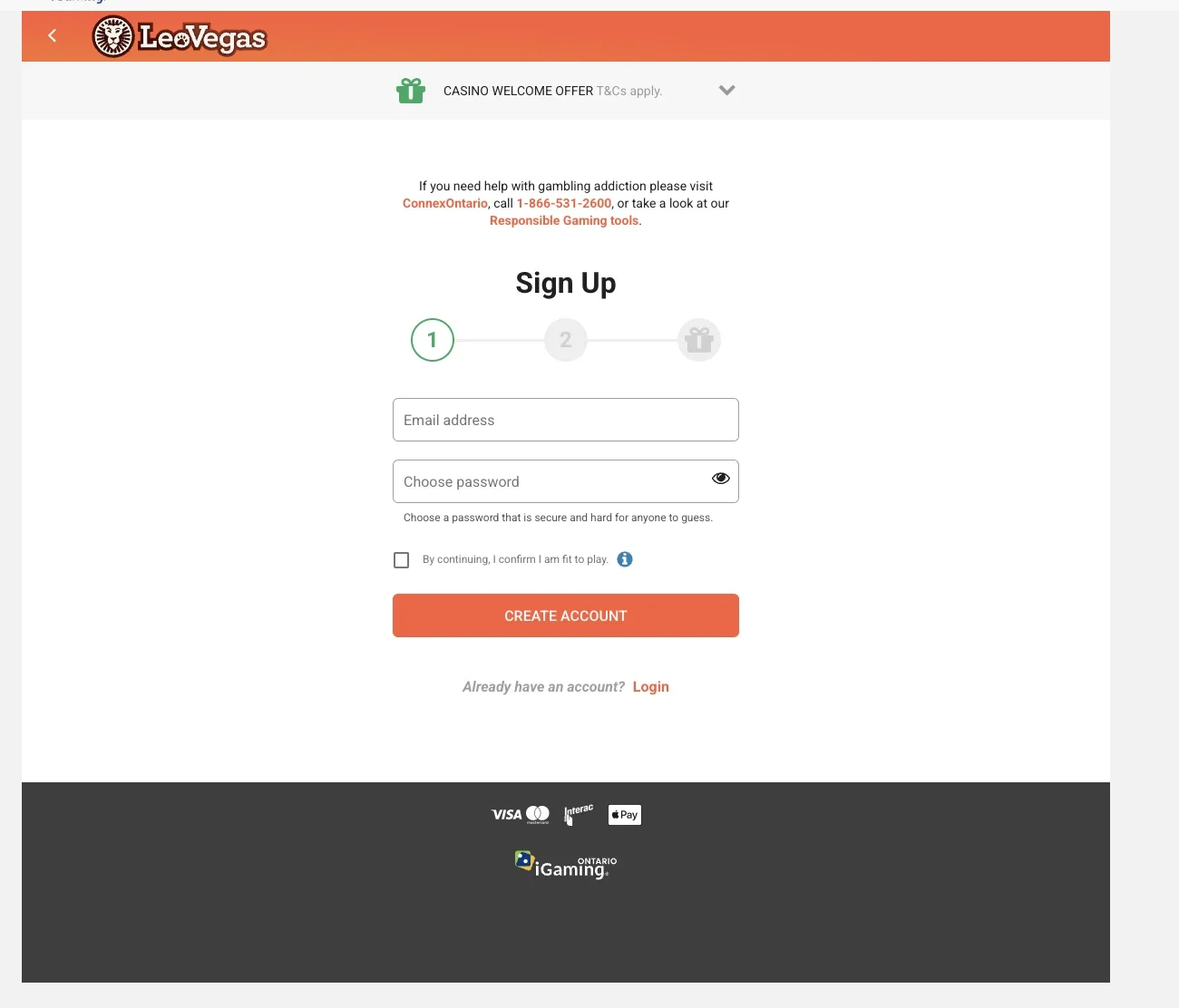 LeoVegas Sign Up First Step (1)