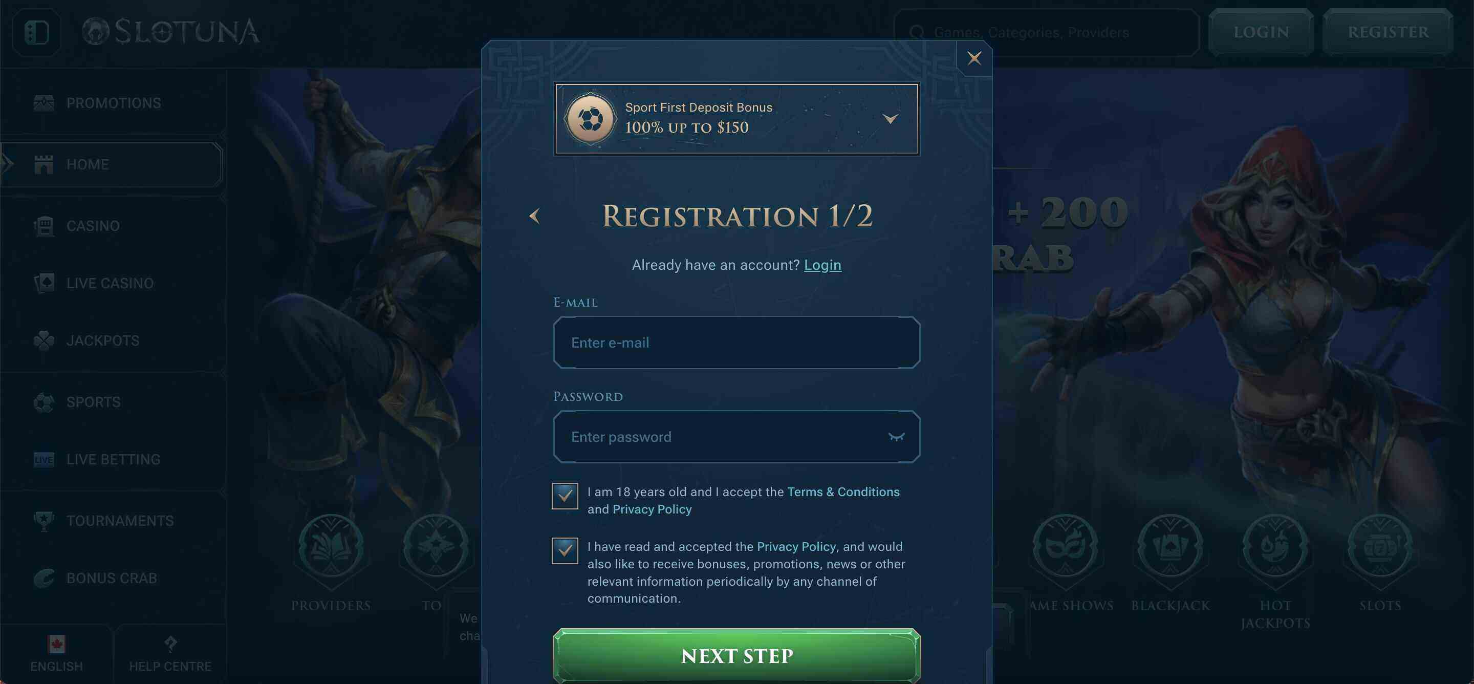 Open an Account in Slotuna-Step 6