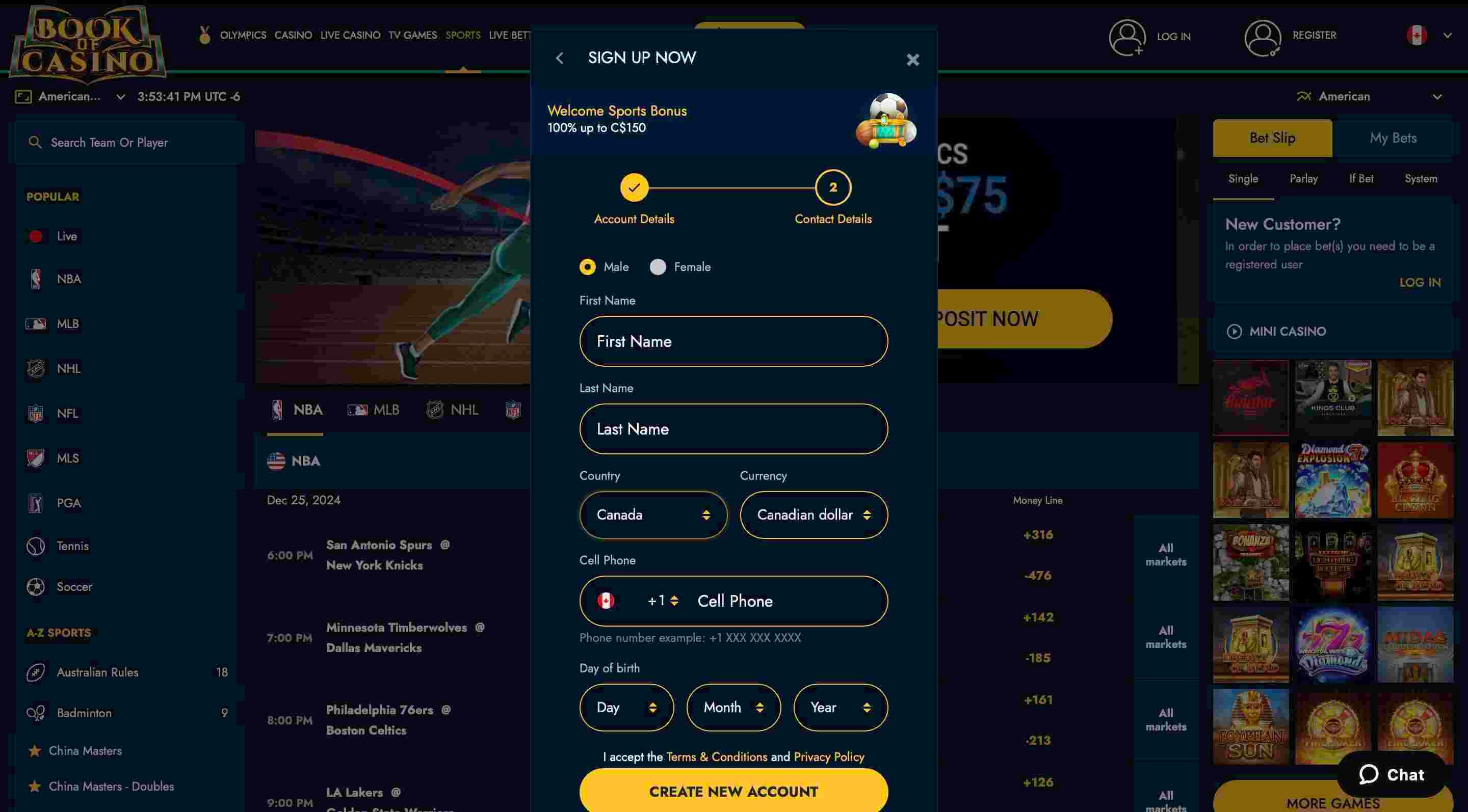 Open an Account in Book of Casino-Step 4