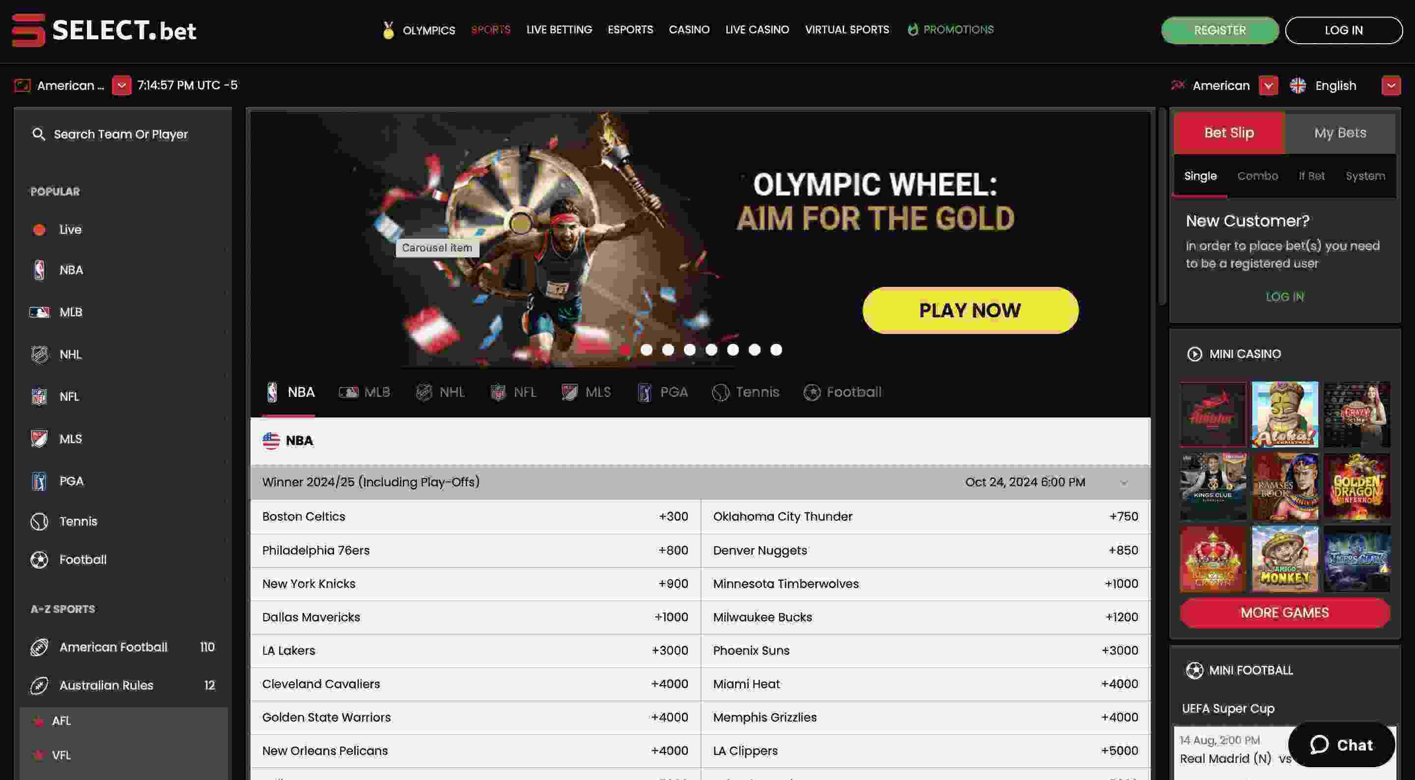 Open an Account in Select.bet-Step 1