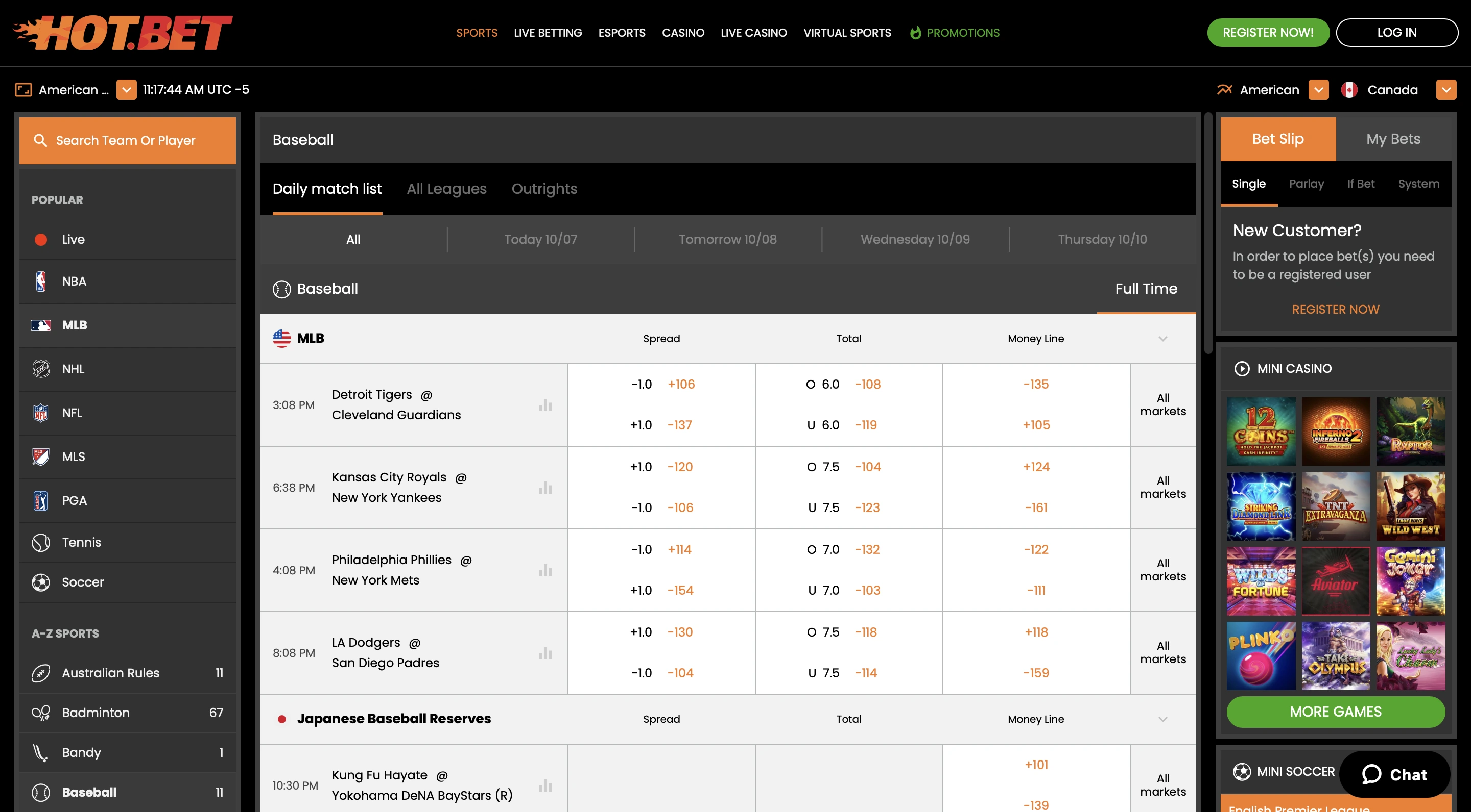 Open an Account in Hot.Bet-Step 1