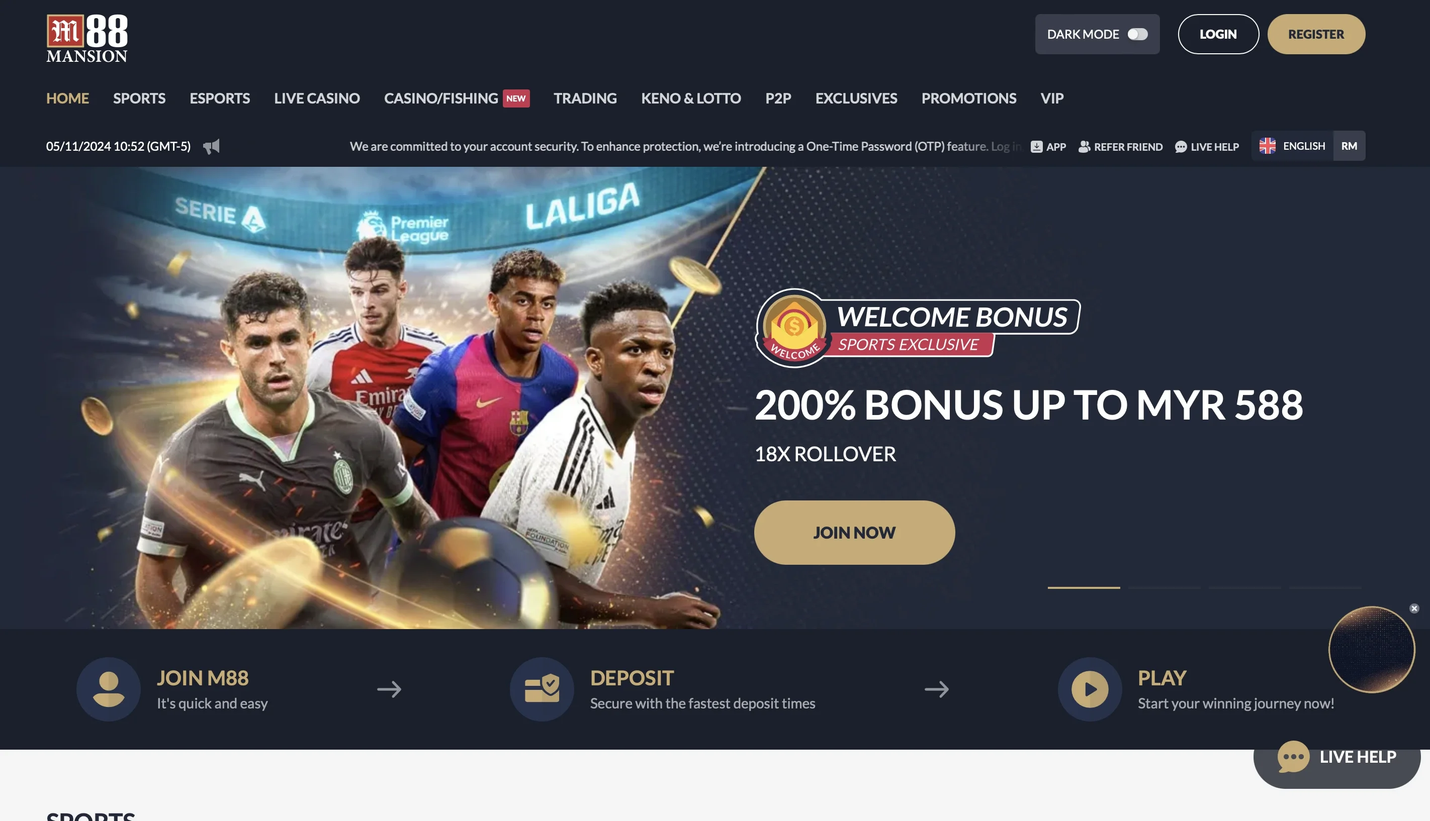 Open an Account in M88-Step 1