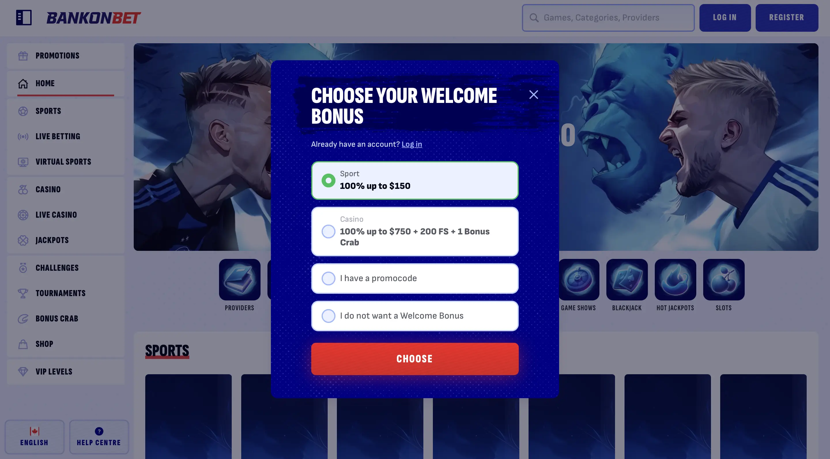 Open an Account in Bankonbet-Step 2
