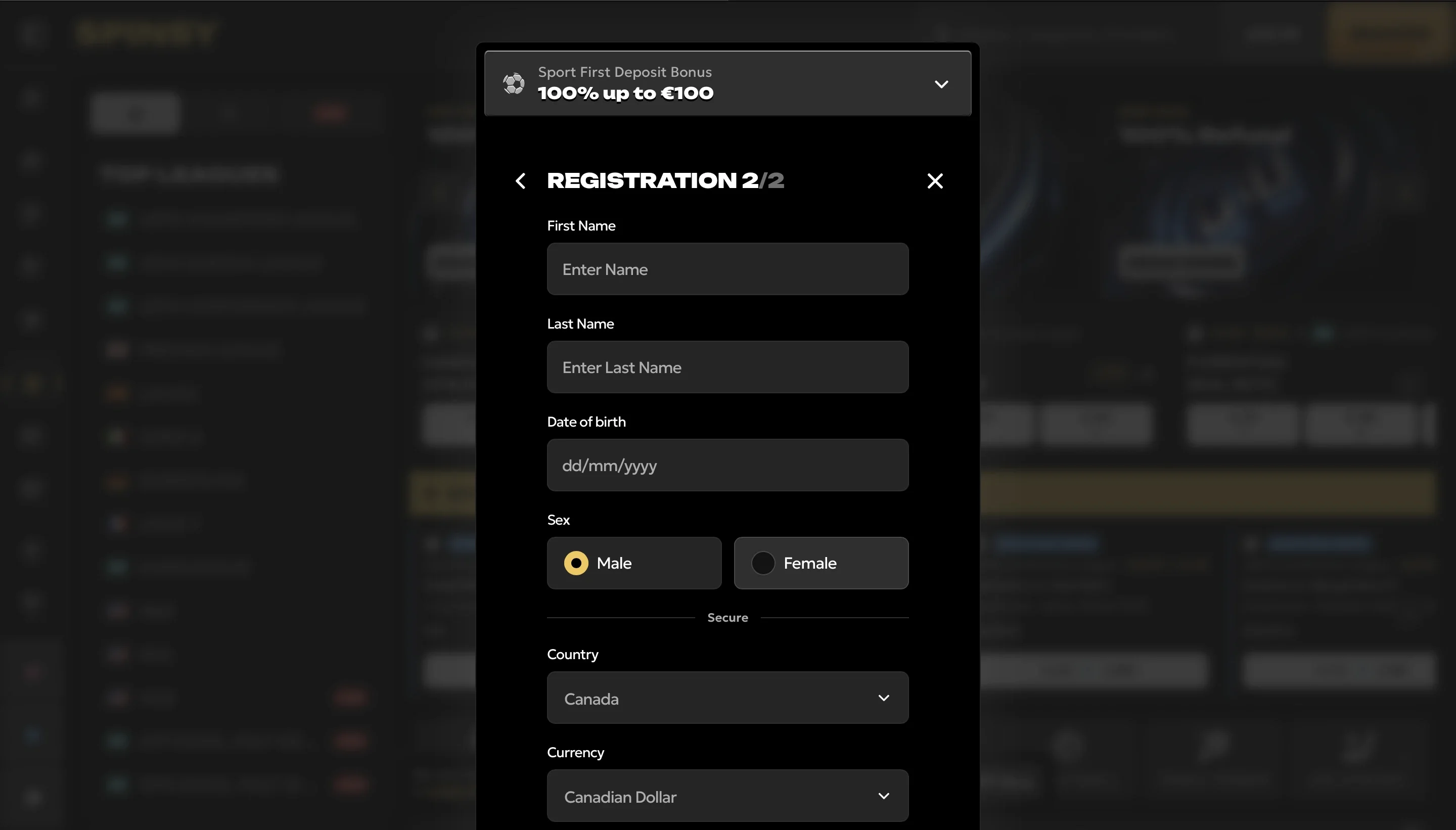 Open an Account in Spinsy-Step 4