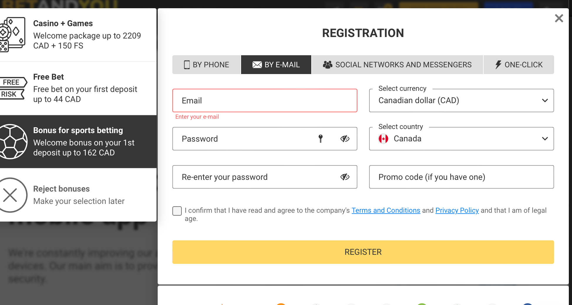 Open and Account in BetandYou-Step 2 Open and Account in BetandYou-Step 2