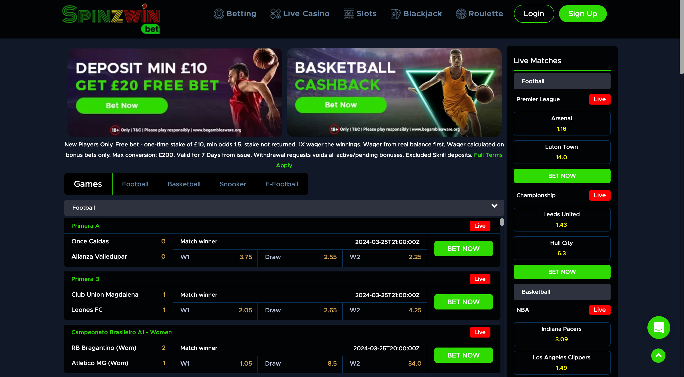 Open an Account in Spinzwin-Step 1