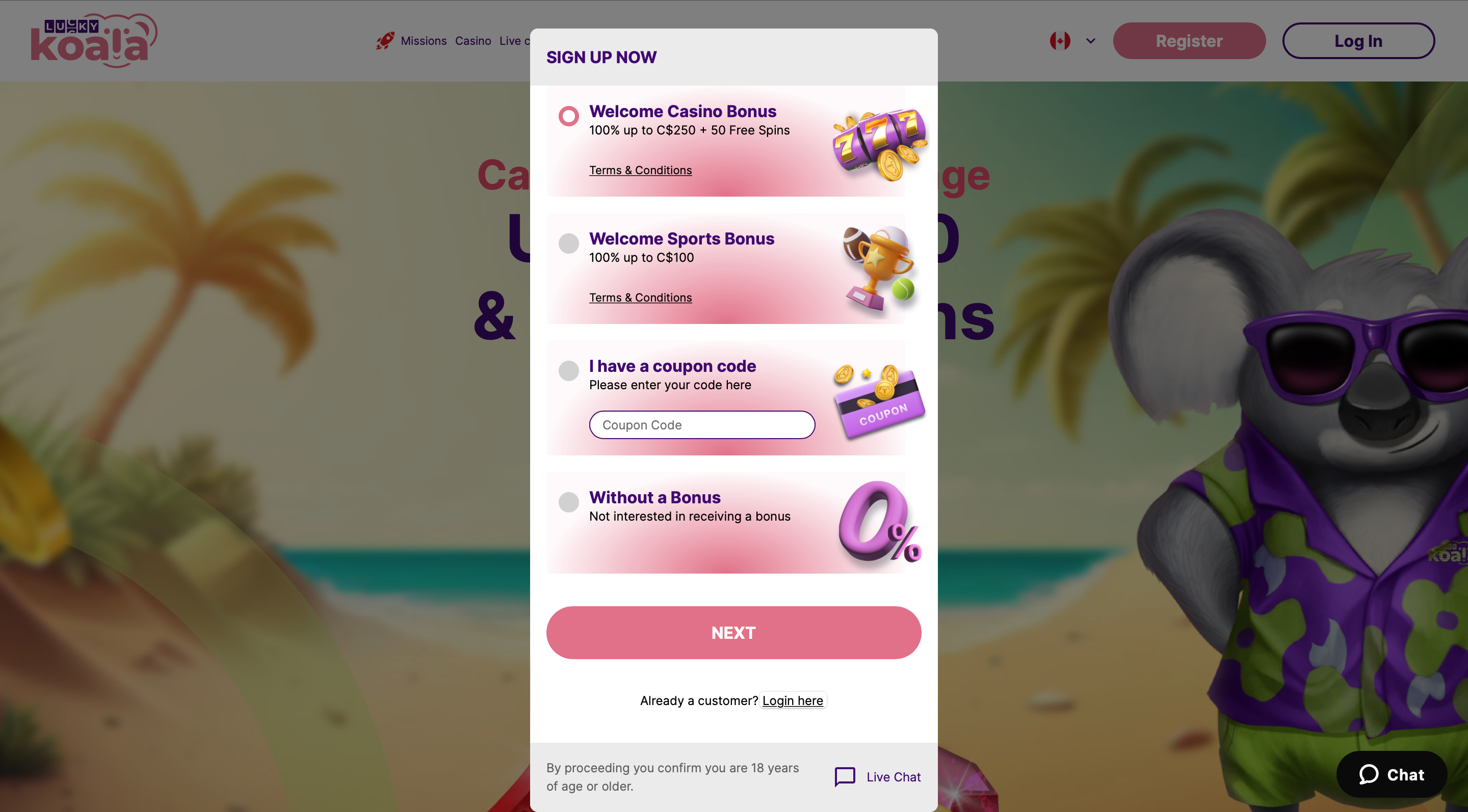 Open an Account in Lucky Koala-Step 2