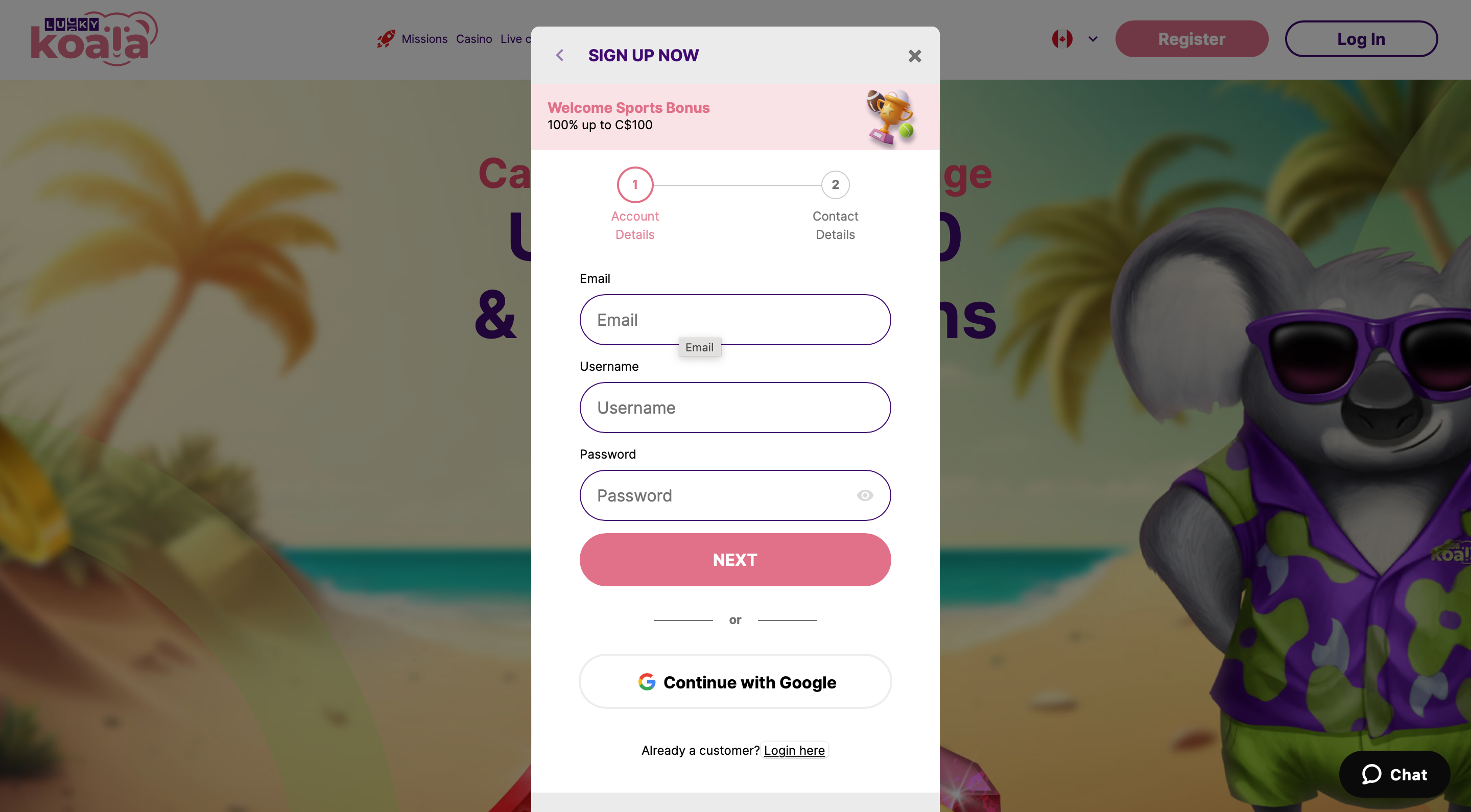 Open an Account in Lucky Koala-Step 3