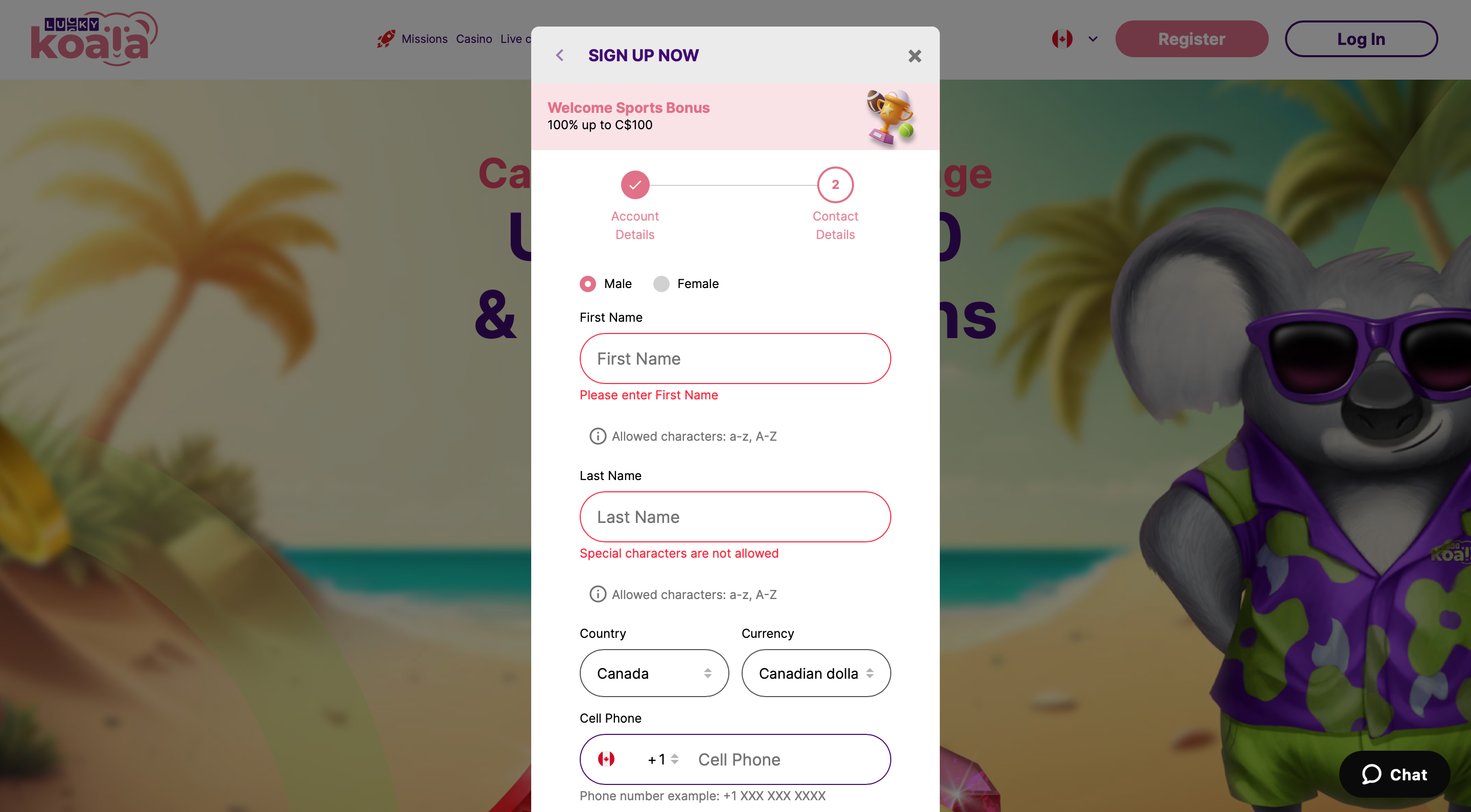 Open an Account in Lucky Koala-Step 4