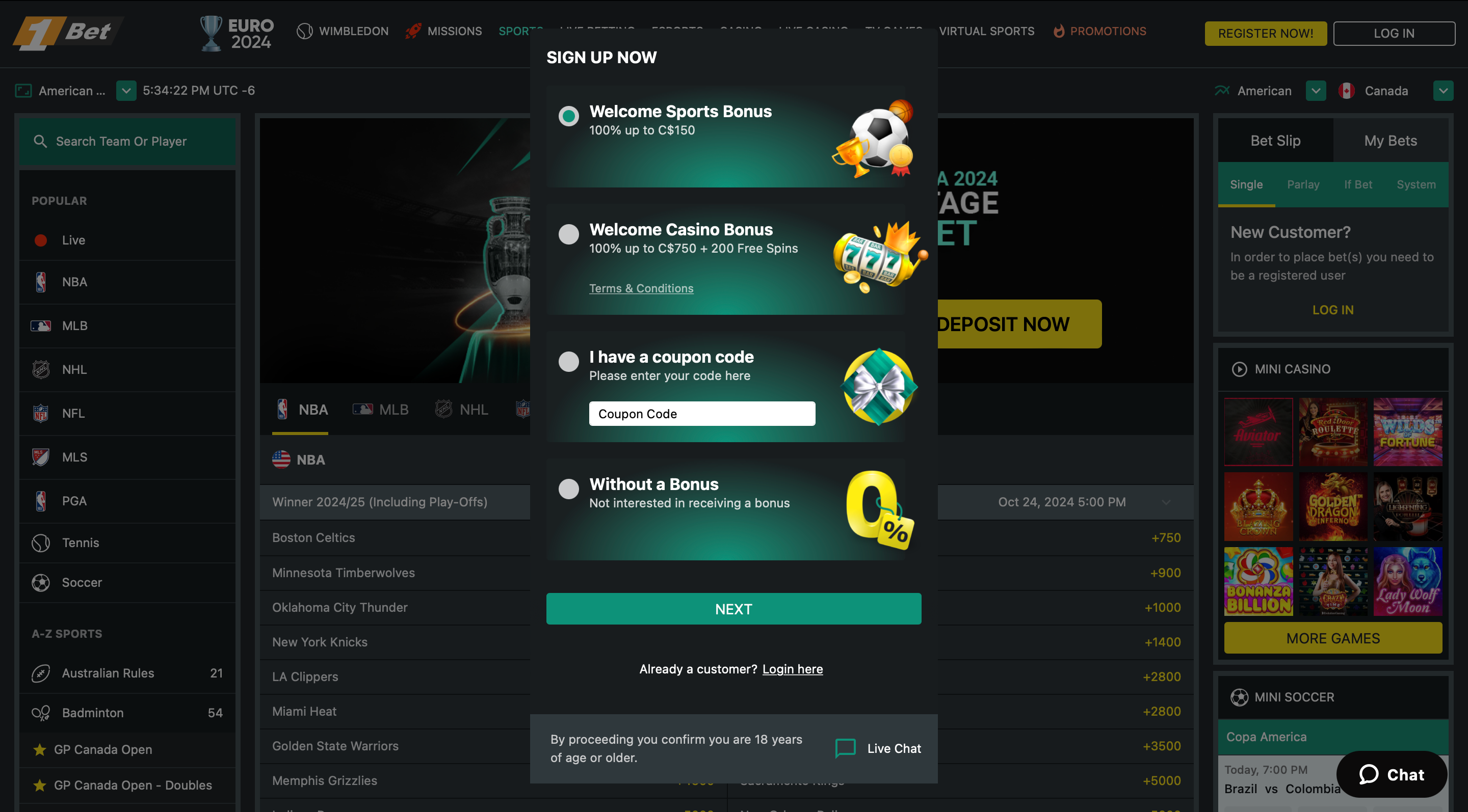 Open an Account on 1Bet Sportsbook-Step 4