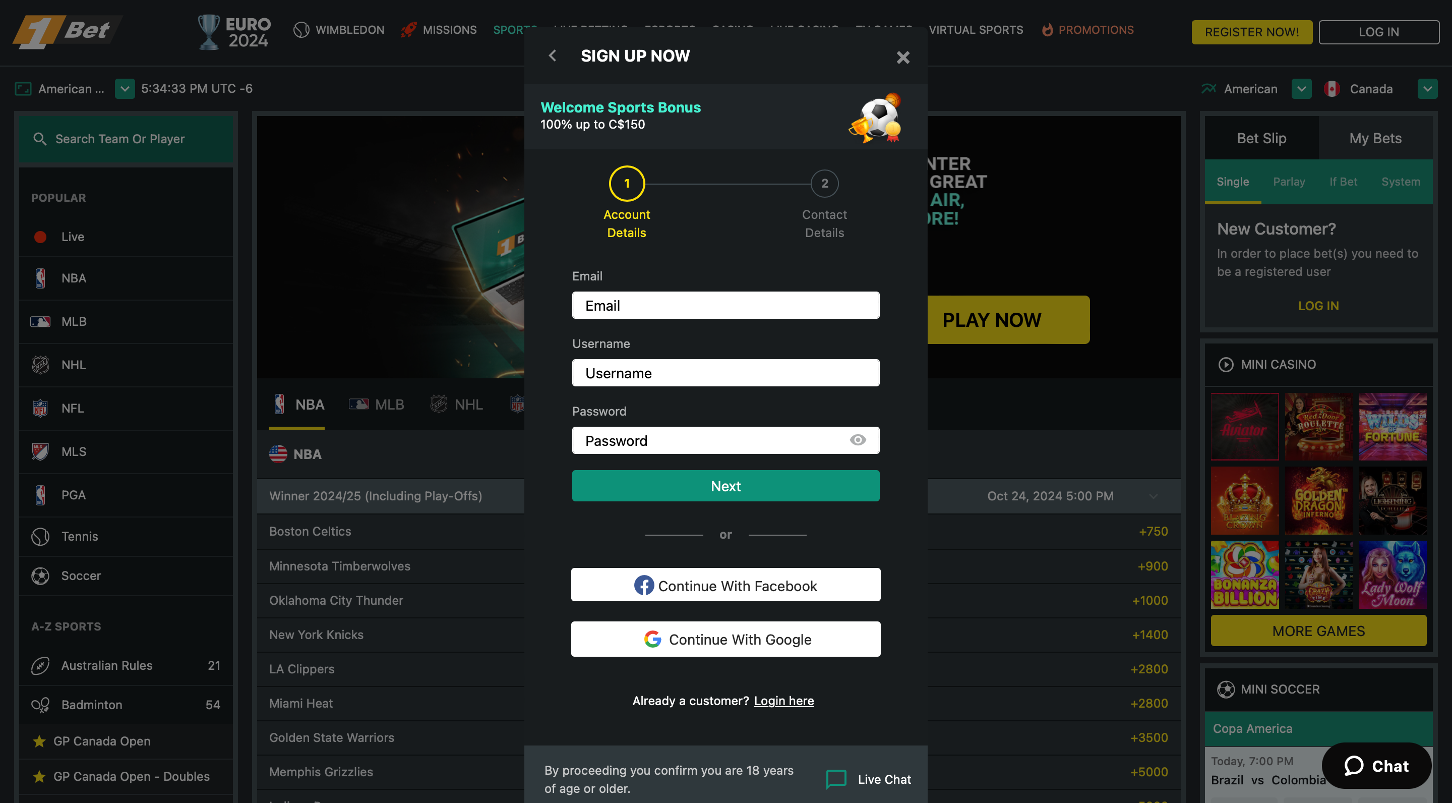 Open an Account on 1Bet Sportsbook-Step 5
