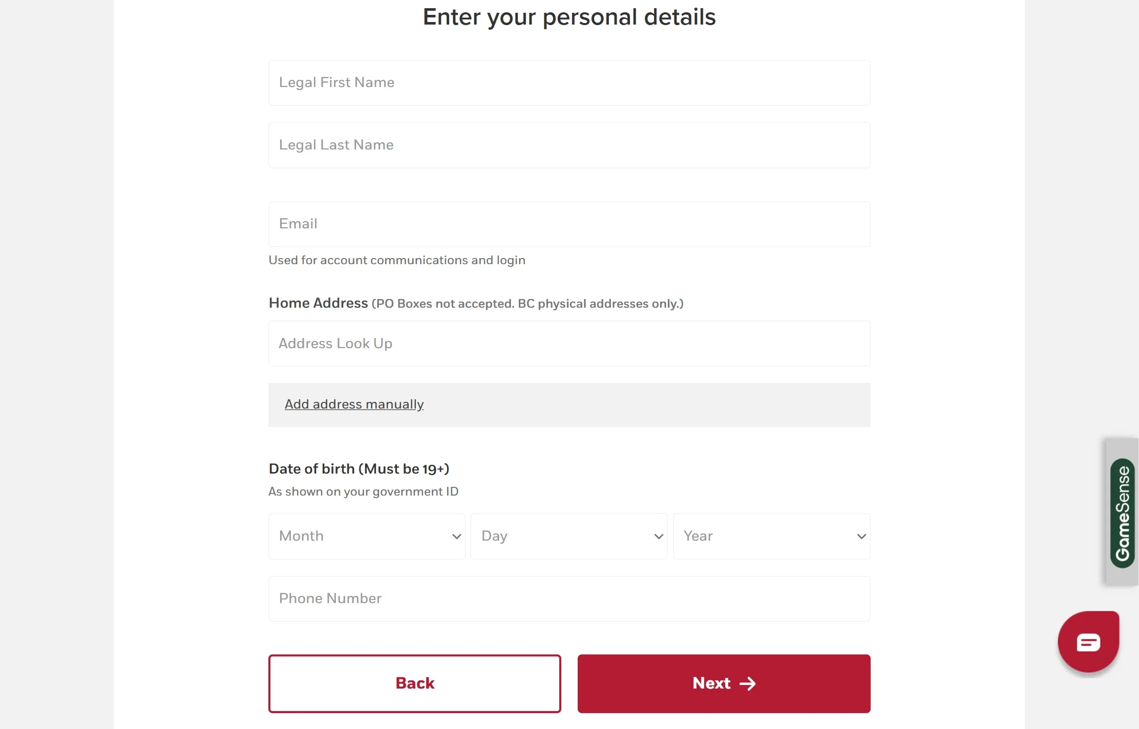 PlayNow sign-up Step 4 PlayNow sign-up Step 4