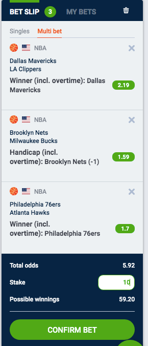 NBA Betting Slip
