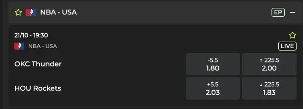 Decimal odds example