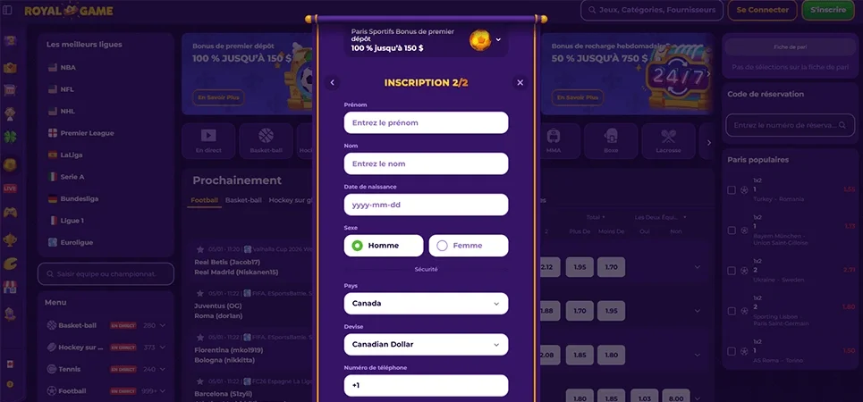Saisissez vos renseignements personnels.