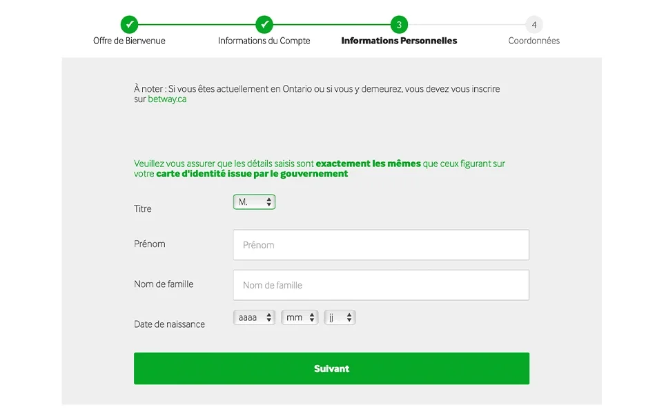 Saisissez vos renseignements personnels. Saisissez vos renseignements personnels.