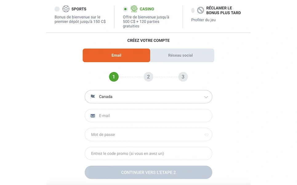 Choisissez le bonus de bienvenue 20bet